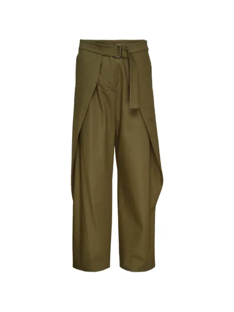 Club21 Collection belted wrap-detail trousers Green ADEPPL020SAFARISS26