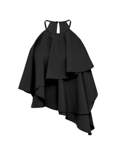 Club21 Collection georgette dana asymmetric ruffled top Black DANTPL030BLACKSS26