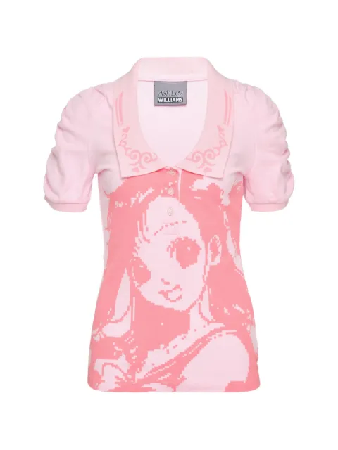 Ashley Williams Amelia manga-intarsia polo shirt Pink AWSS260011300
