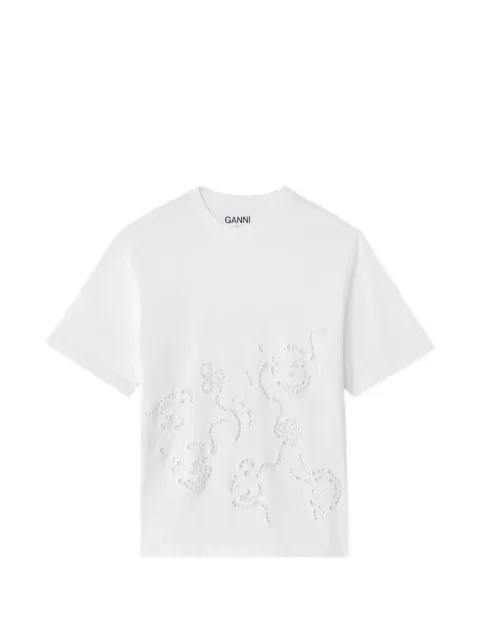 GANNI broderie-anglaise T-shirt White A1050237