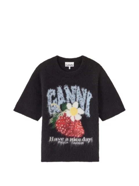 GANNI strawberry-intarsia sweater Black A1050226