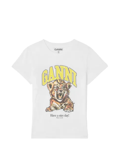 GANNI baby fit T-shirt with tiger White A1050258