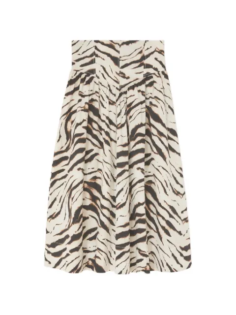 GANNI zebra-print gathered maxi skirt Neutrals A1090288