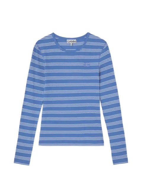GANNI striped long-sleeve T-shirt Blue A1040453