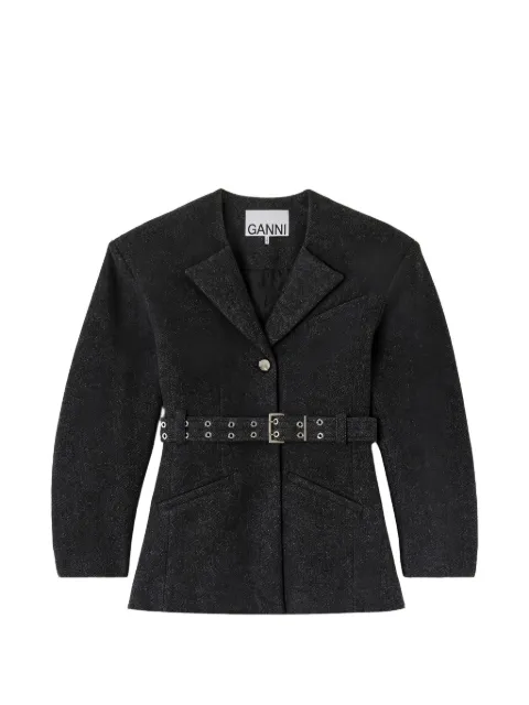 GANNI belted wool jacket Grey A1130013