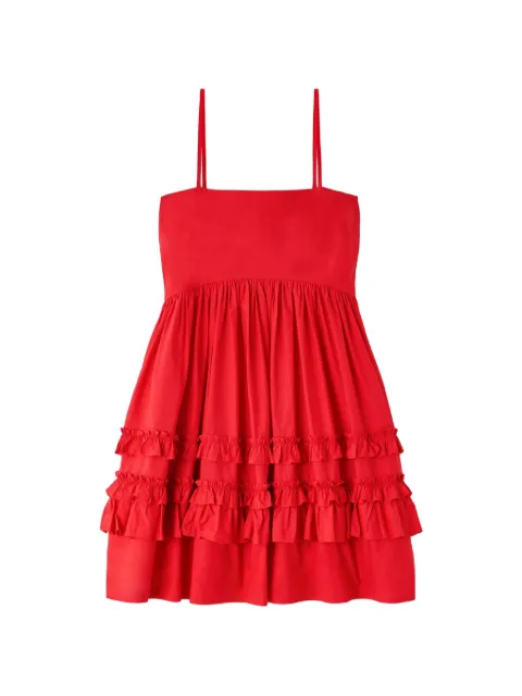 GANNI ruffled tiered mini dress Red A1030705