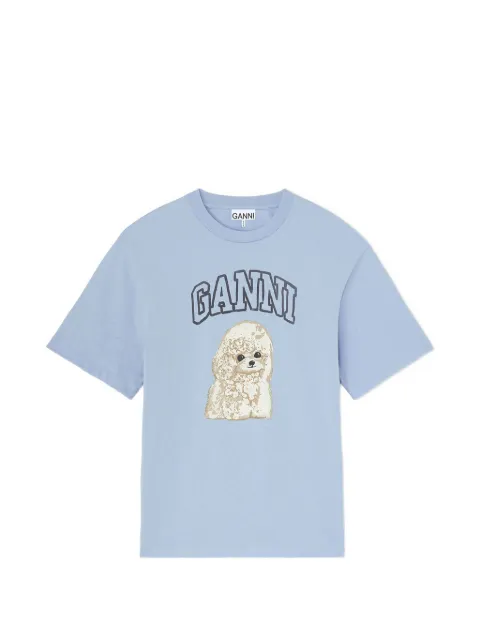 GANNI T-shirt with poodle Blue A1050297
