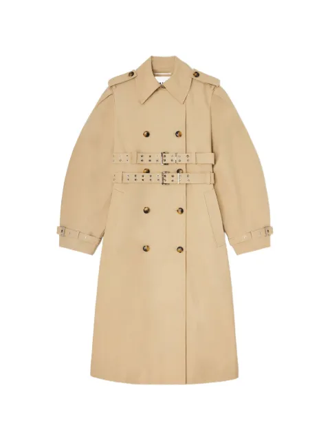 GANNI double-belted trench coat Neutrals A1010222