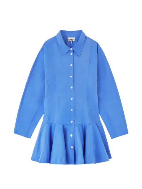 GANNI shirt dress in blue cotton Blue A1030645