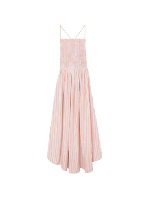 GANNI dress in striped linen Orange A1030640