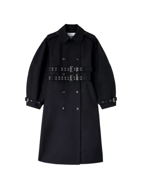 GANNI double-belted trench coat Black A1010222