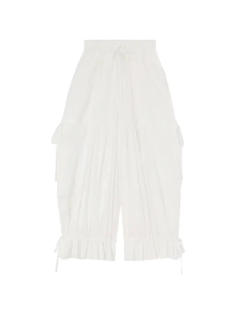 GANNI ruffled drawstring trousers White A1080159