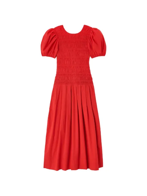 GANNI dress in smocked cotton Red A1030546