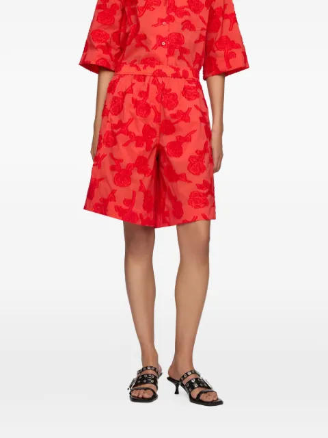 GANNI fil-coupé floral-pattern shorts Red A1110085