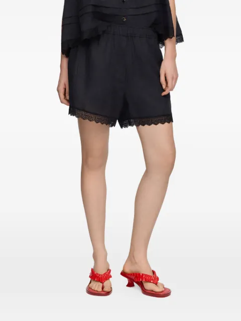 GANNI lace-trim shorts Black A1110113