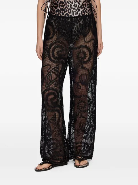GANNI patterned net trousers Black A1080157