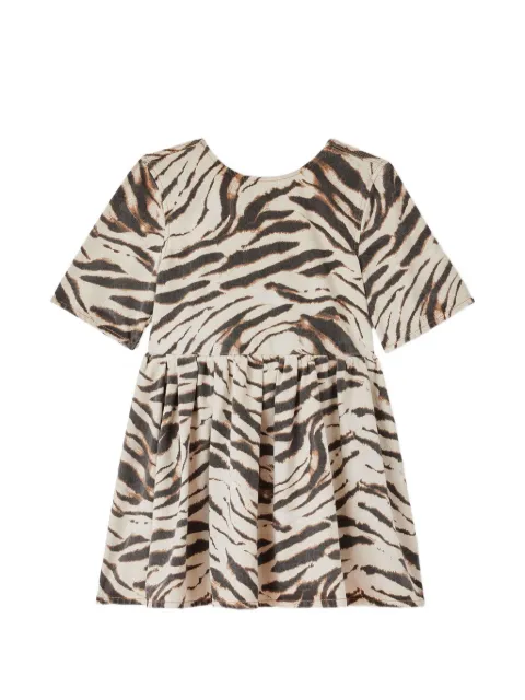 GANNI zebra-print denim dress Neutrals A1030636