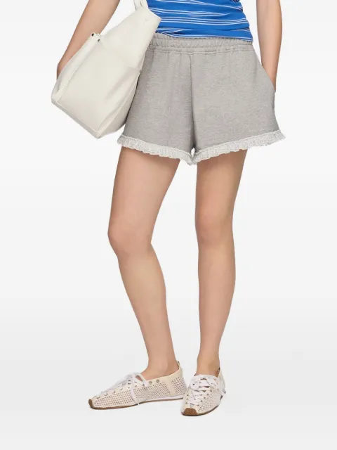 GANNI lace-trim cotton shorts Grey A1110069