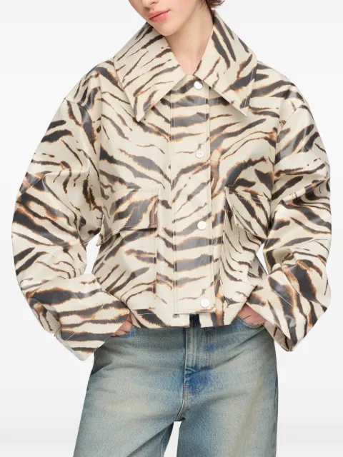 GANNI zebra-print laminated jacket Neutrals A1130009