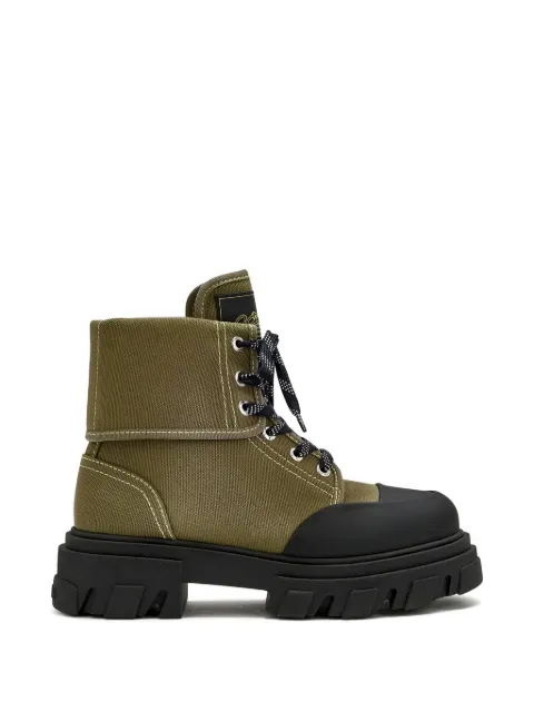 GANNI Trail canvas combat boots Green D1010008