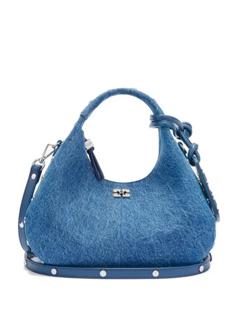 GANNI stud-embellished denim tote bag Blue C1040008