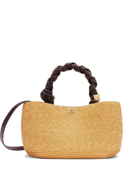 GANNI small Bou straw tote bag Neutrals C2100033
