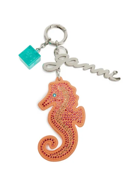 GANNI crystal-embellished seahorse keyring Orange B3010350