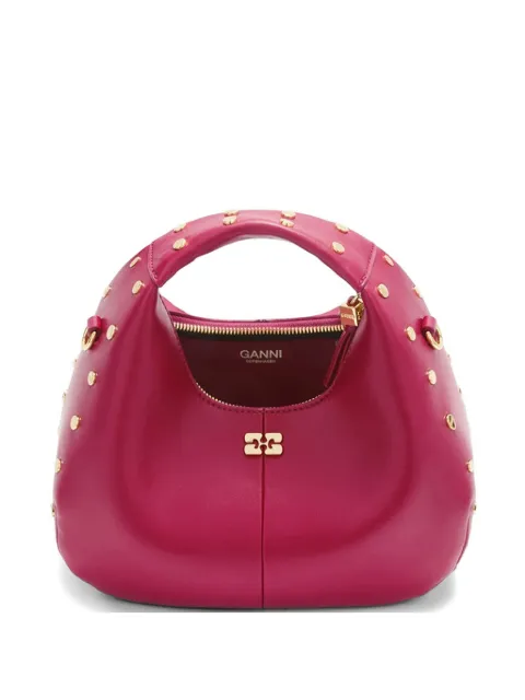 GANNI stud-embellished tote bag Red C1040007