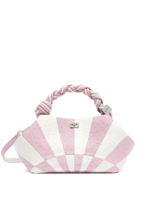 GANNI Bou striped leather shoulder bag Pink C2100012