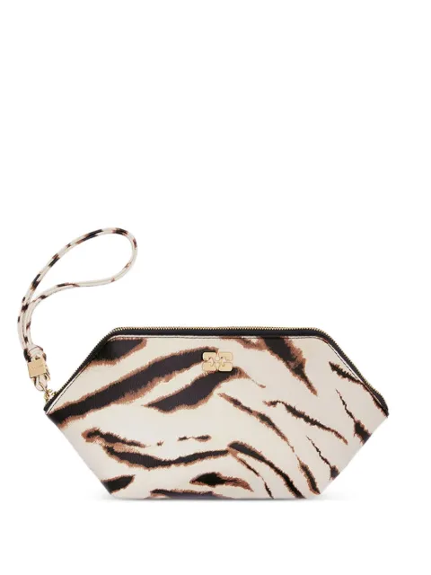 GANNI Bou zebra-print clutch bag Neutrals B3010304