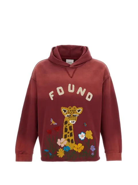 FOUND chenille-embroidered raw-cut hoodie Red FOSS26HO02012
