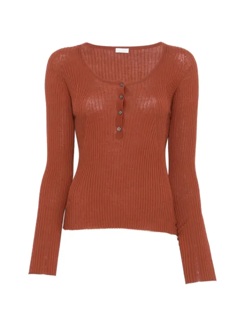 Roberto Collina ribbed-knit button-up T-shirt Orange 261FXA08215