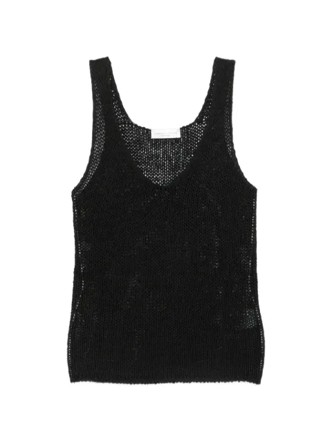 Roberto Collina open-knit V-neck top Black 261FXA41014
