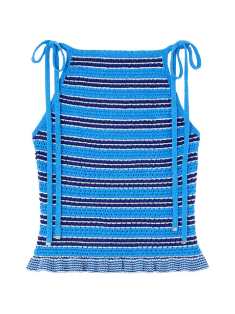 GANNI striped pointelle top Blue A1040346
