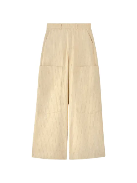 GANNI pinstriped patch-pocket trousers Neutrals A1080149