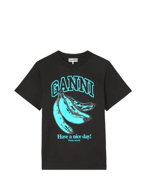 GANNI T-shirt with blue banana Grey A1050200