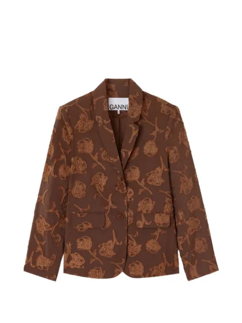 GANNI blazer in brown fil coupe Brown A1020089