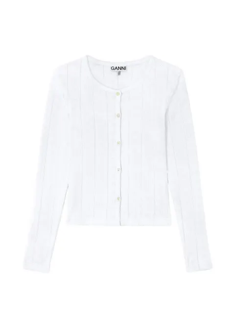 GANNI pointelle-knit cardigan White A1040448