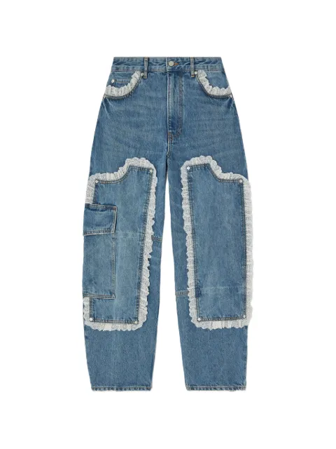 GANNI Audri lace-trim jeans Blue A1190007