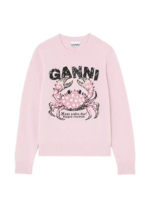 GANNI crab-intarsia sweater Pink A1150008