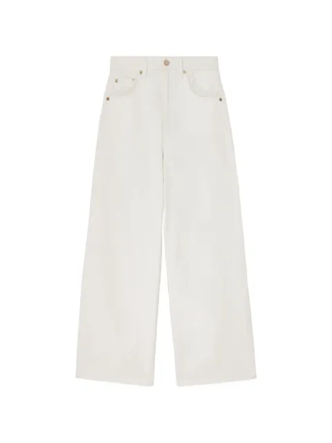 GANNI lace-trim straight-leg jeans Neutrals A1190020