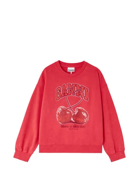 GANNI crewneck with cherry Red A1060082