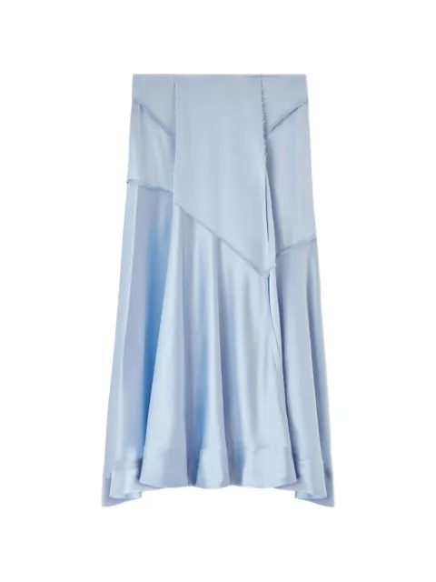 GANNI raw-edge panelled maxi skirt Blue A1090300