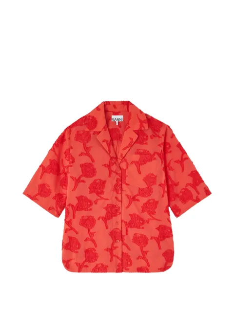 GANNI fil-coupé floral-pattern shirt Red A1040404