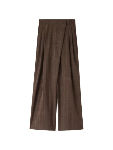GANNI pinstripe wrap-front trousers Brown A1080174