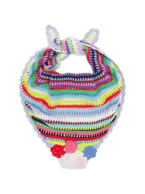 GANNI scarf in striped crochet Blue B3020211