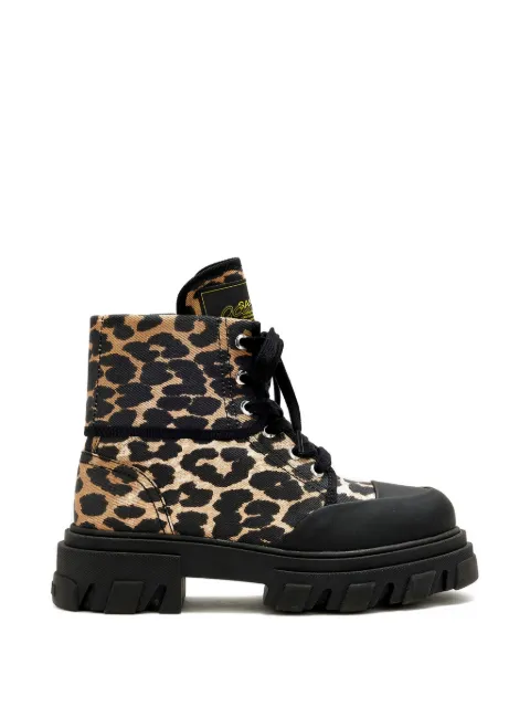 GANNI Trail leopard-print combat boots Neutrals D1010009