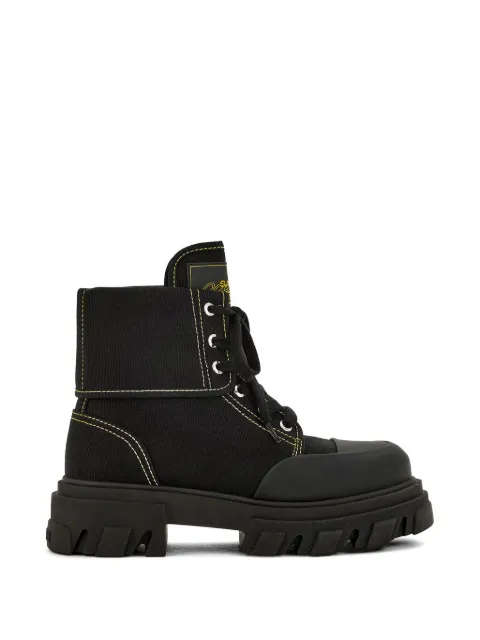 GANNI Trail contrast-stitch combat boots Black D1010007