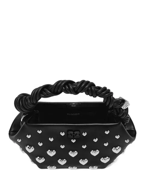GANNI mini Bou heart-stud tote bag Black C2100024