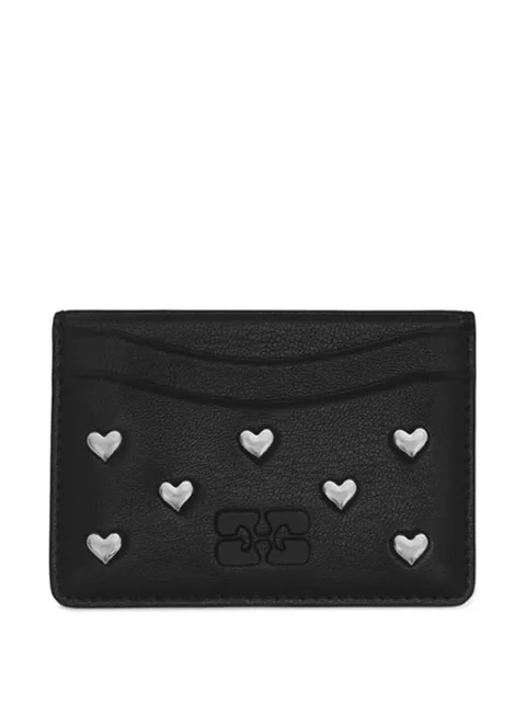 GANNI Bou heart-stud cardholder Black B3010334